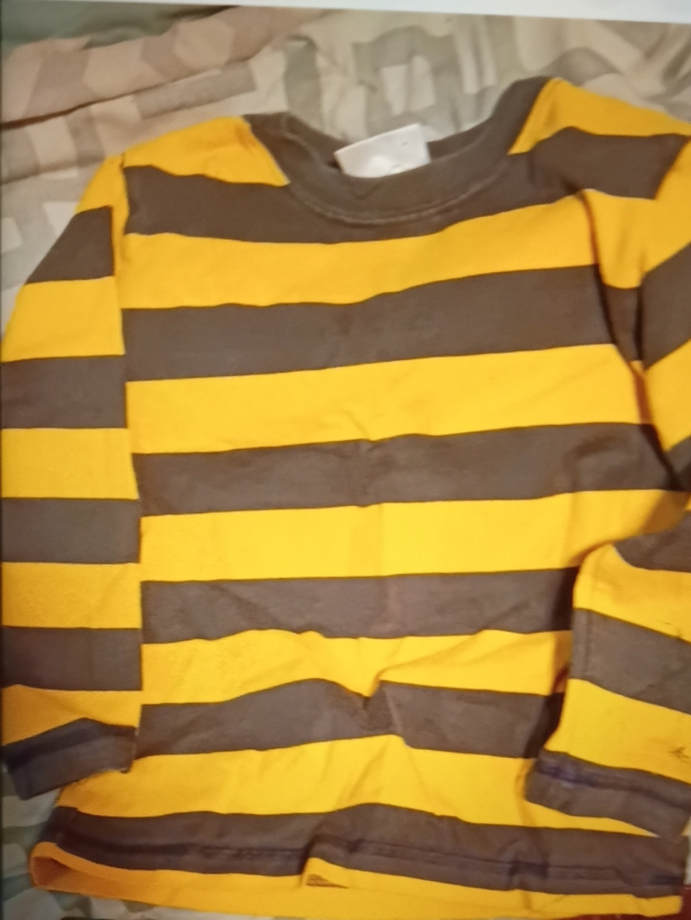 Hanna Andersson Yellow and Brown Striped Long-Sleeve Tee